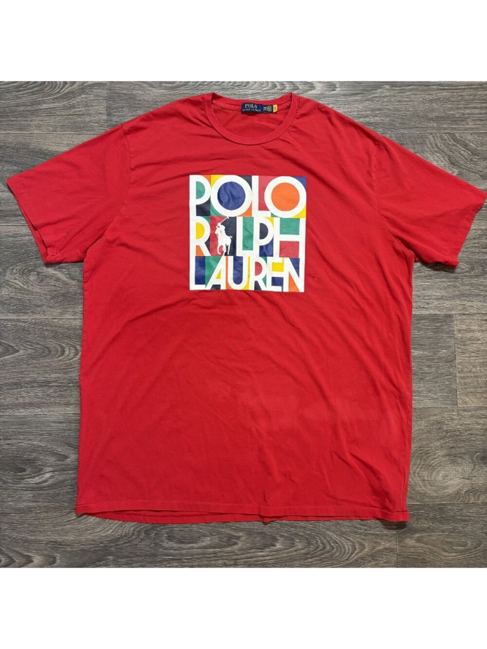 Polo Ralph Lauren Red Graphic Shirt 3XLT Tee Colorful Logo Short Sleeve Casual